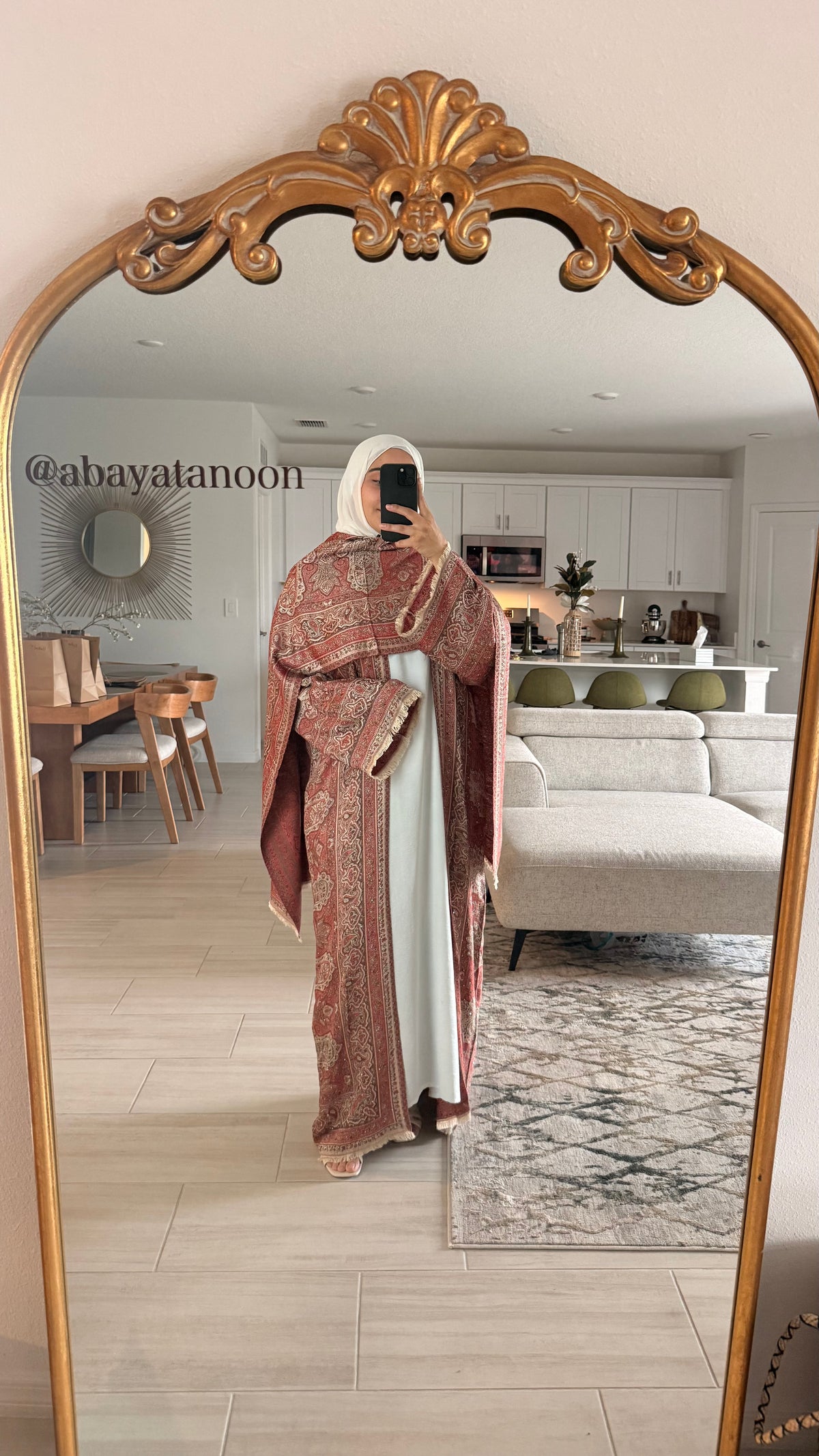 Redish Orange Pashmina Abaya