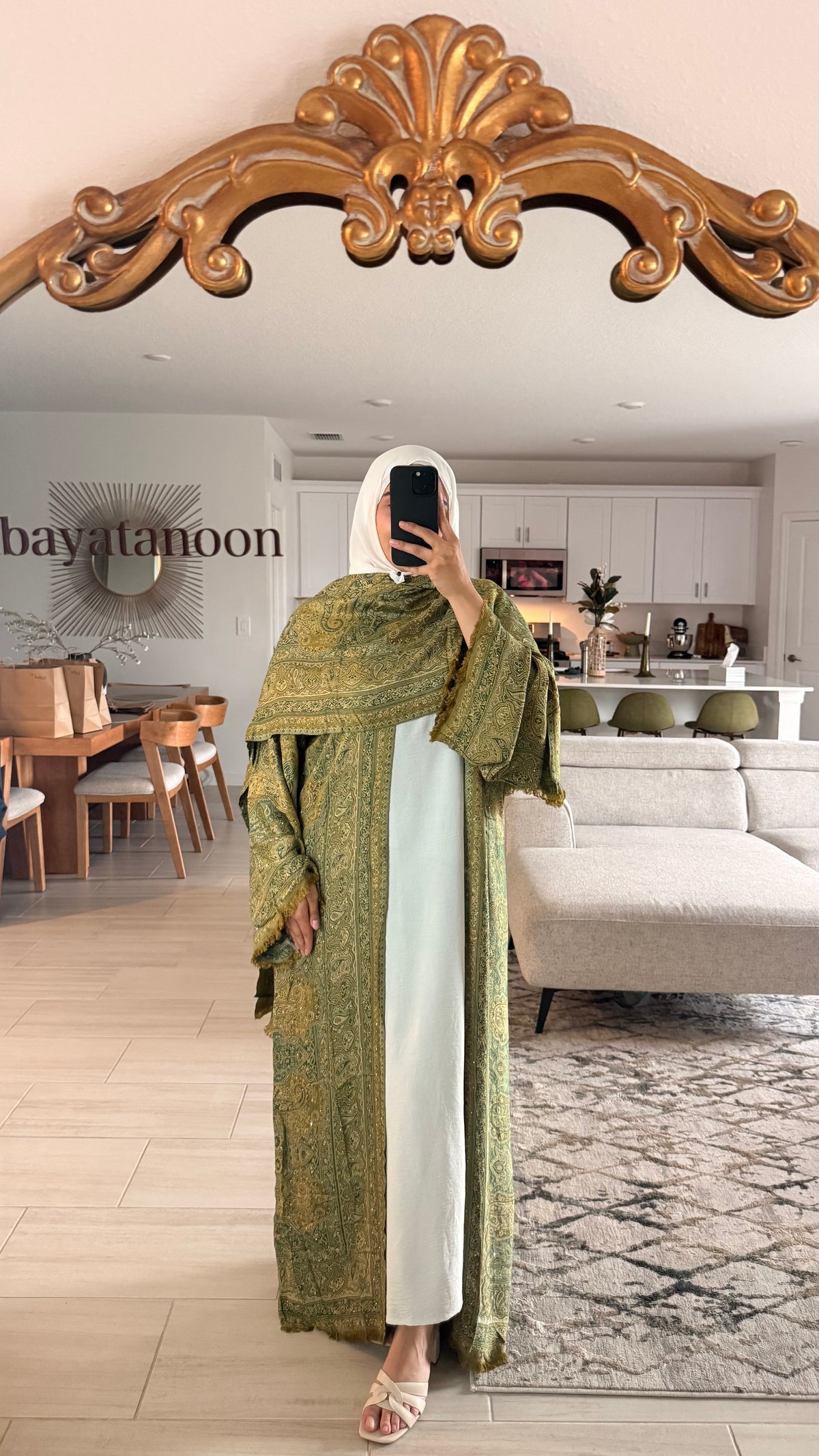 Green Pashmina Abaya