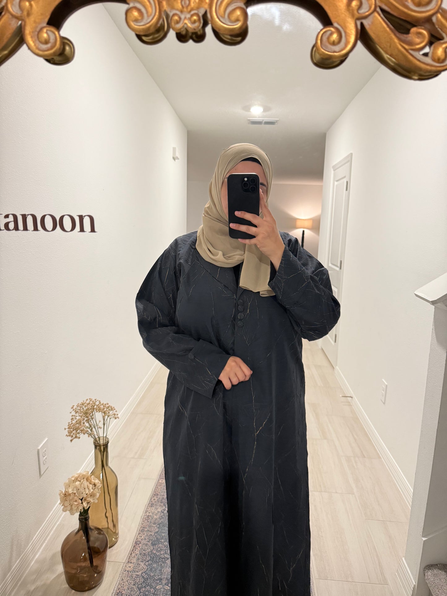 Grey and Gold Coat Abaya