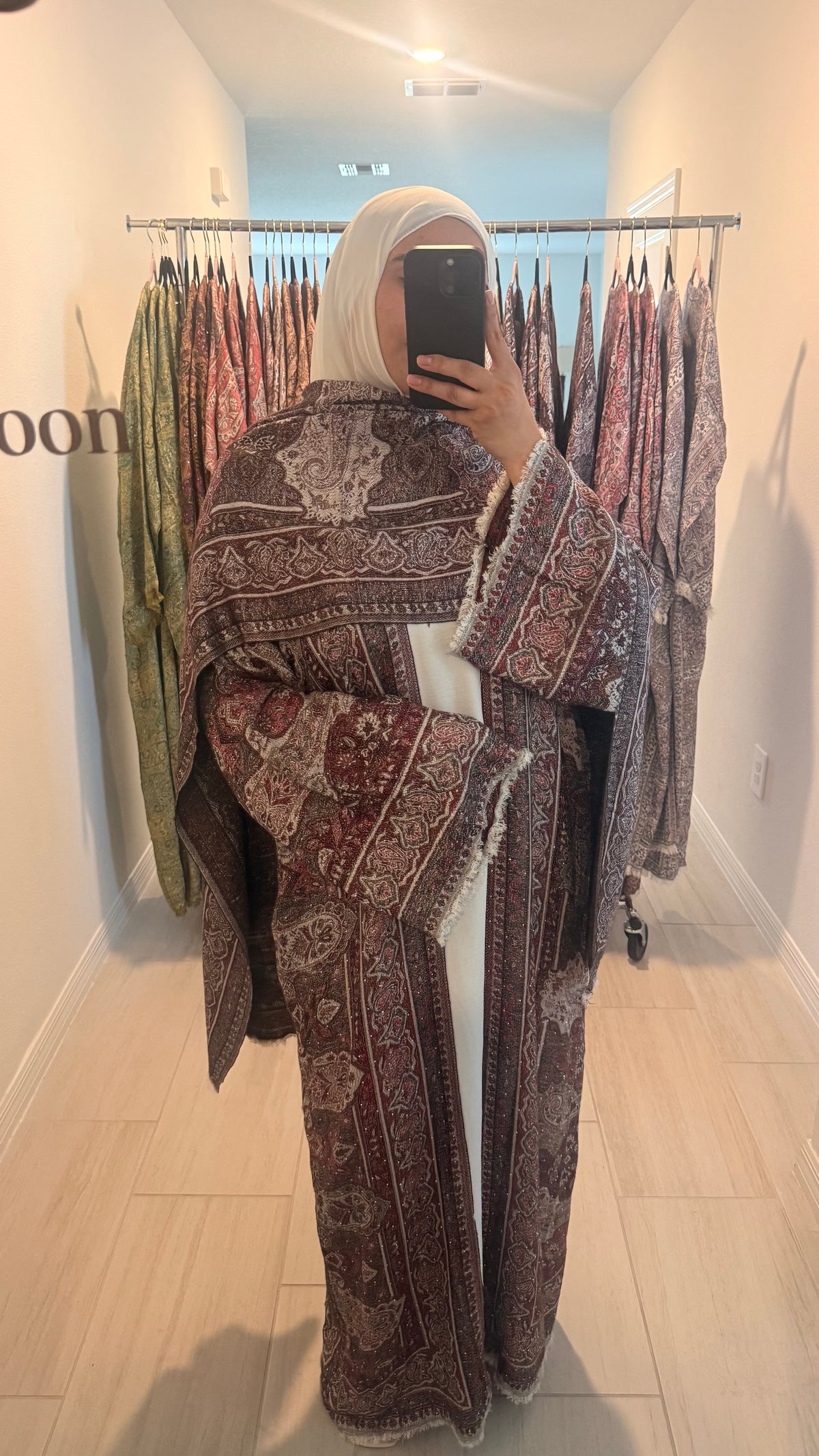 Royal Purple and Black Pashmina Abaya