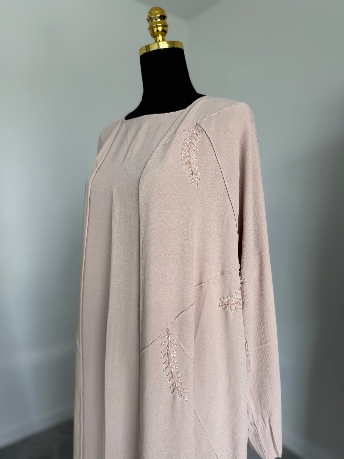 Light Pink Beige 2 Piece Abaya