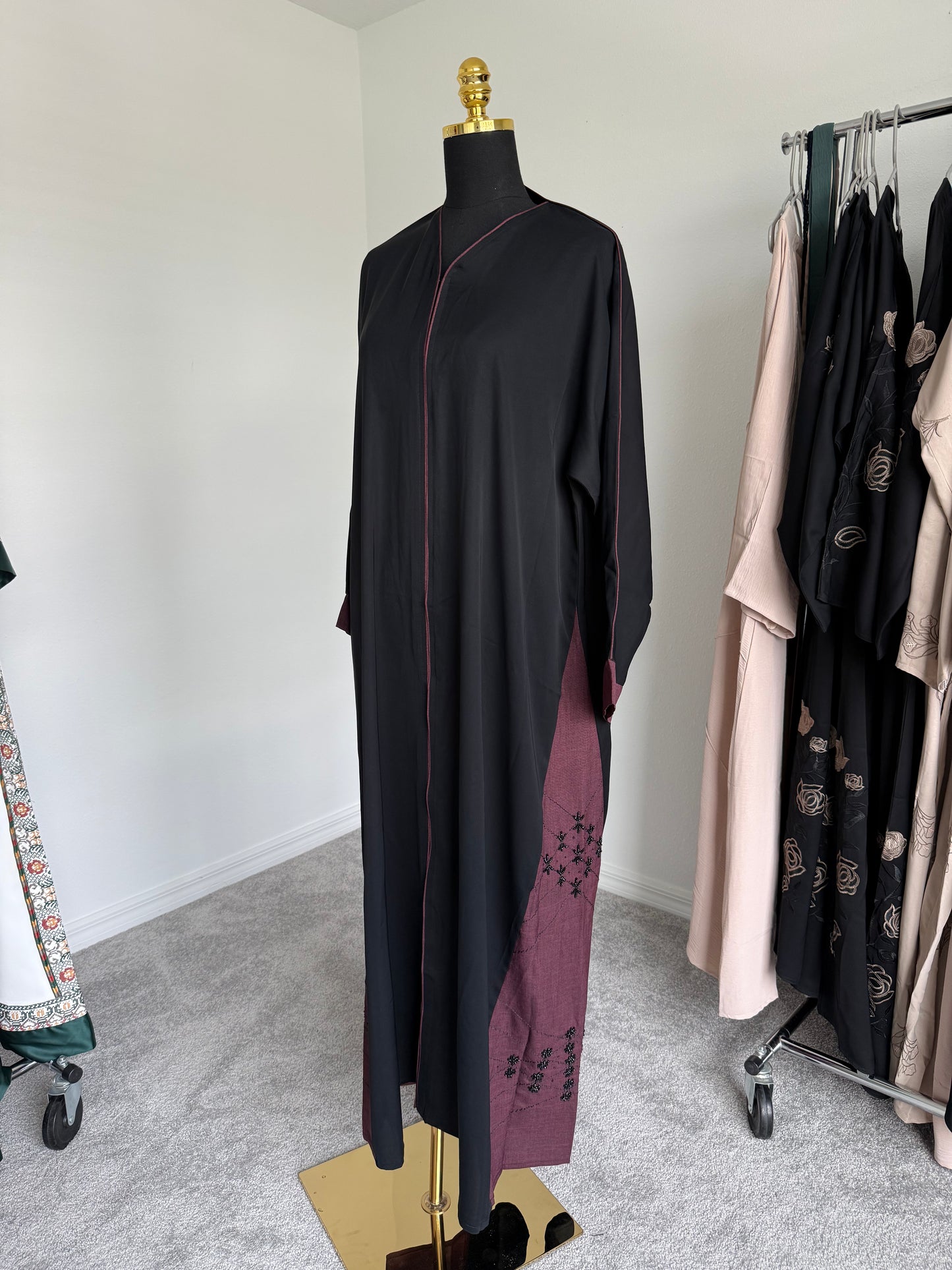 Maroon Embellished Abaya