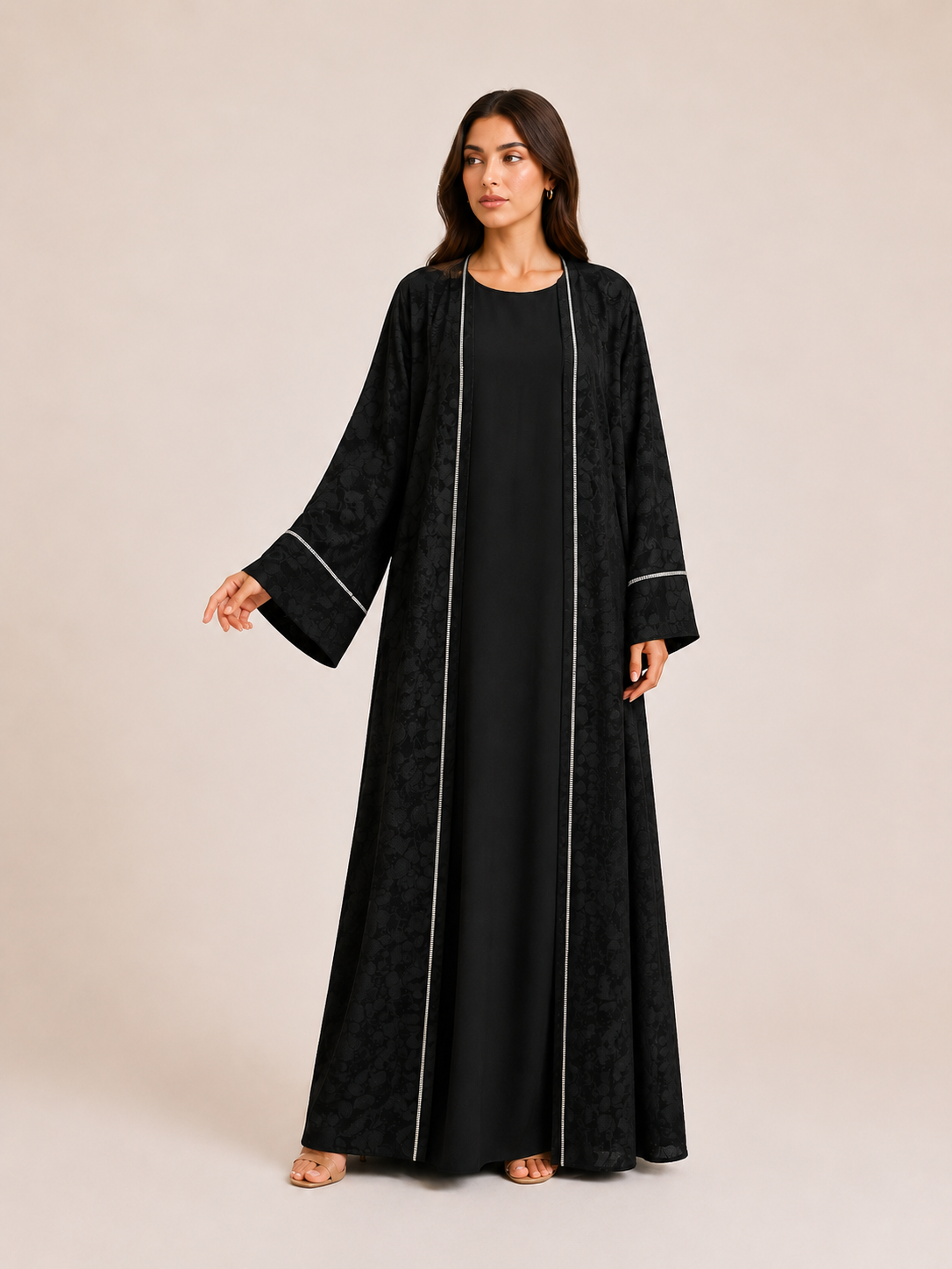 2 Piece Black Lace Abaya