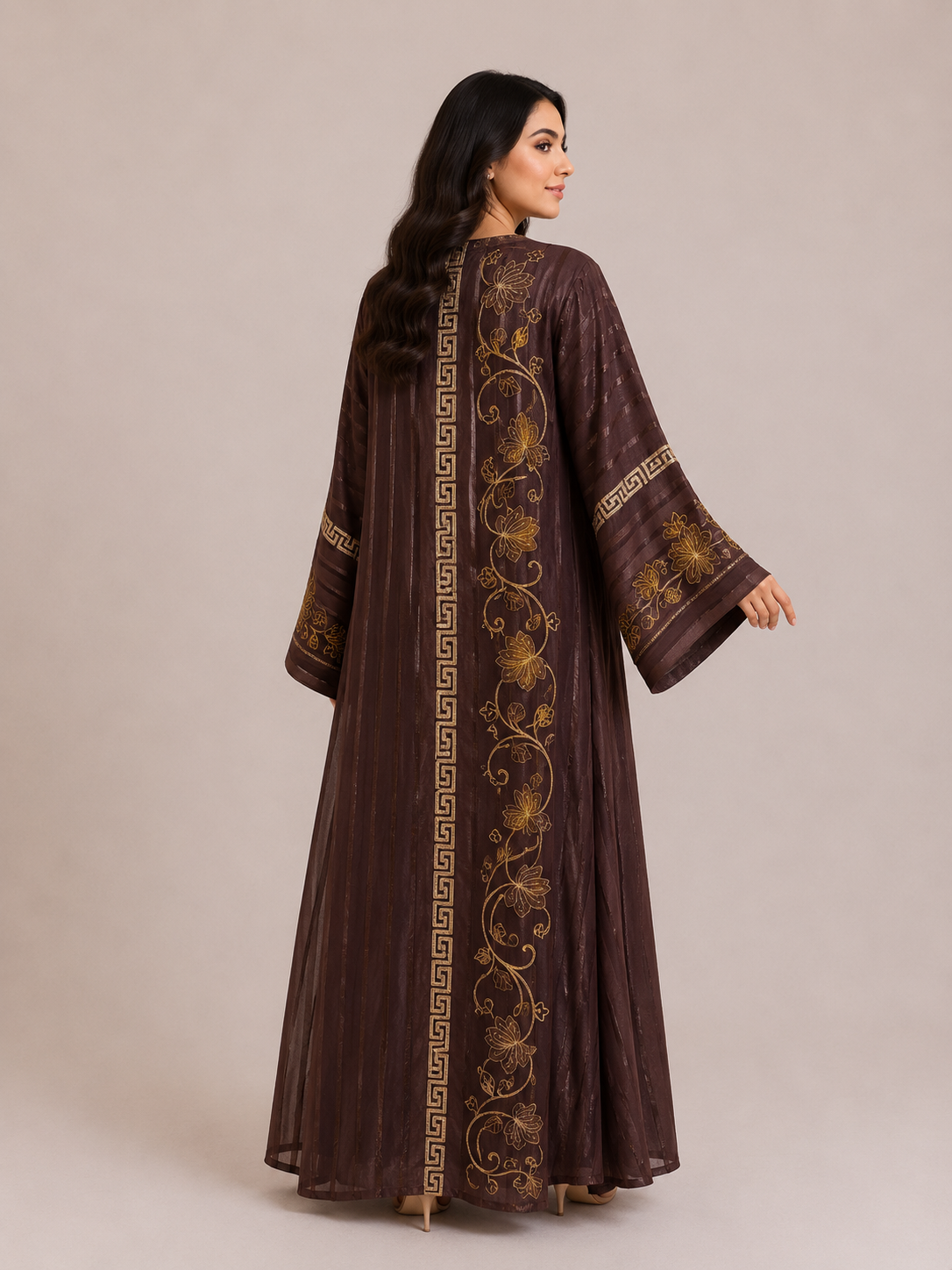 Two Piece Brown and Gold Abaya