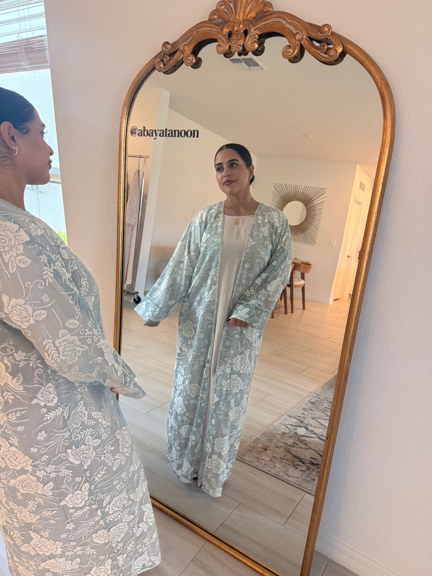 Two Piece Blue/Blush Flower Abaya