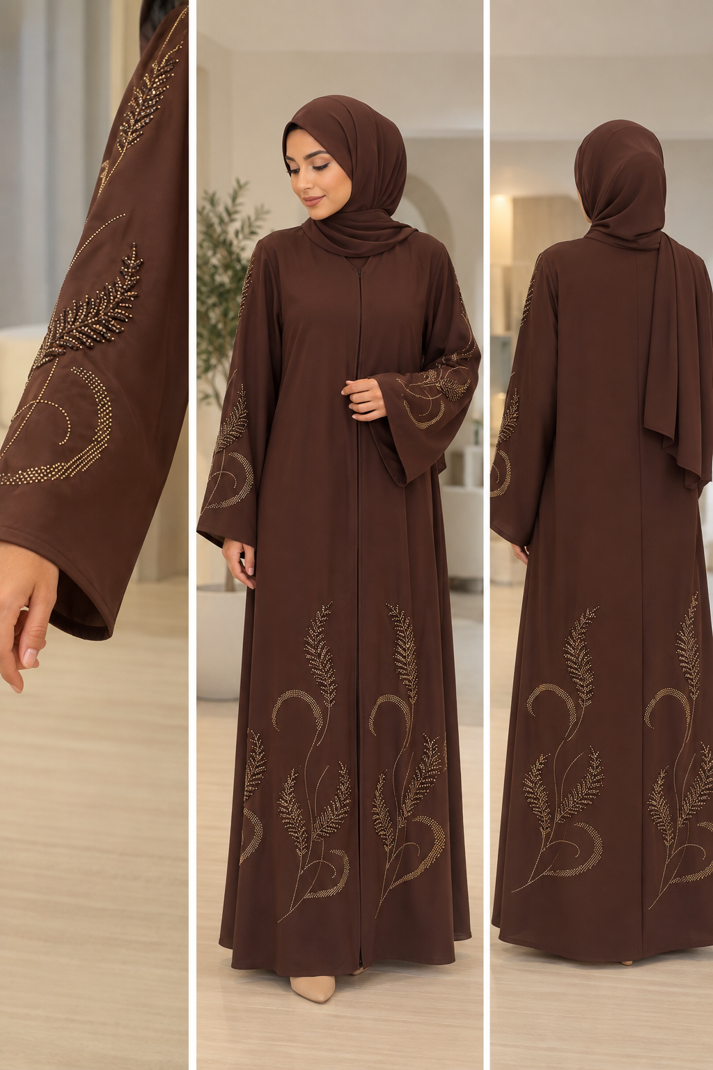 Brown Jeweled Abaya