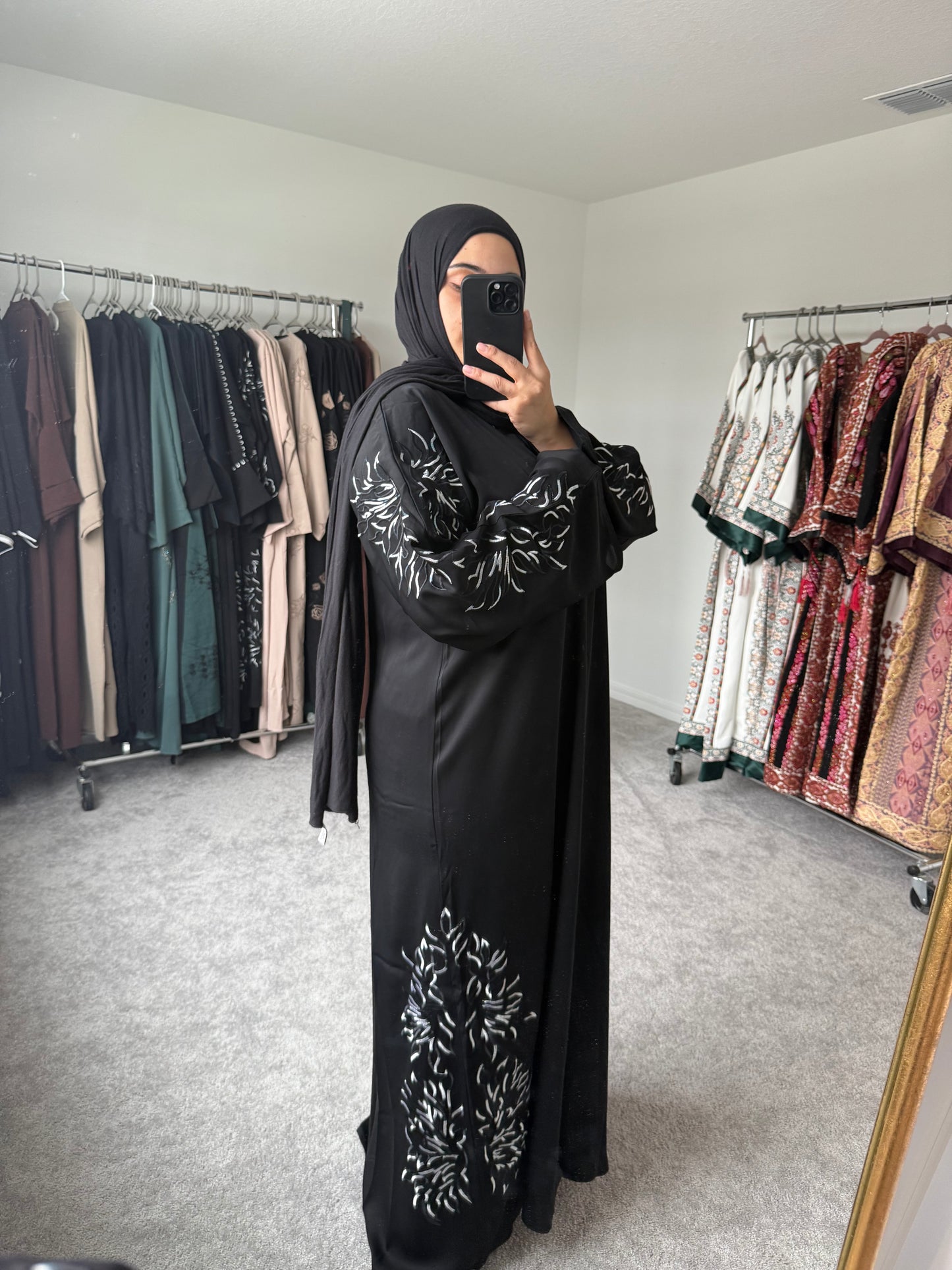 Silver Design Abaya