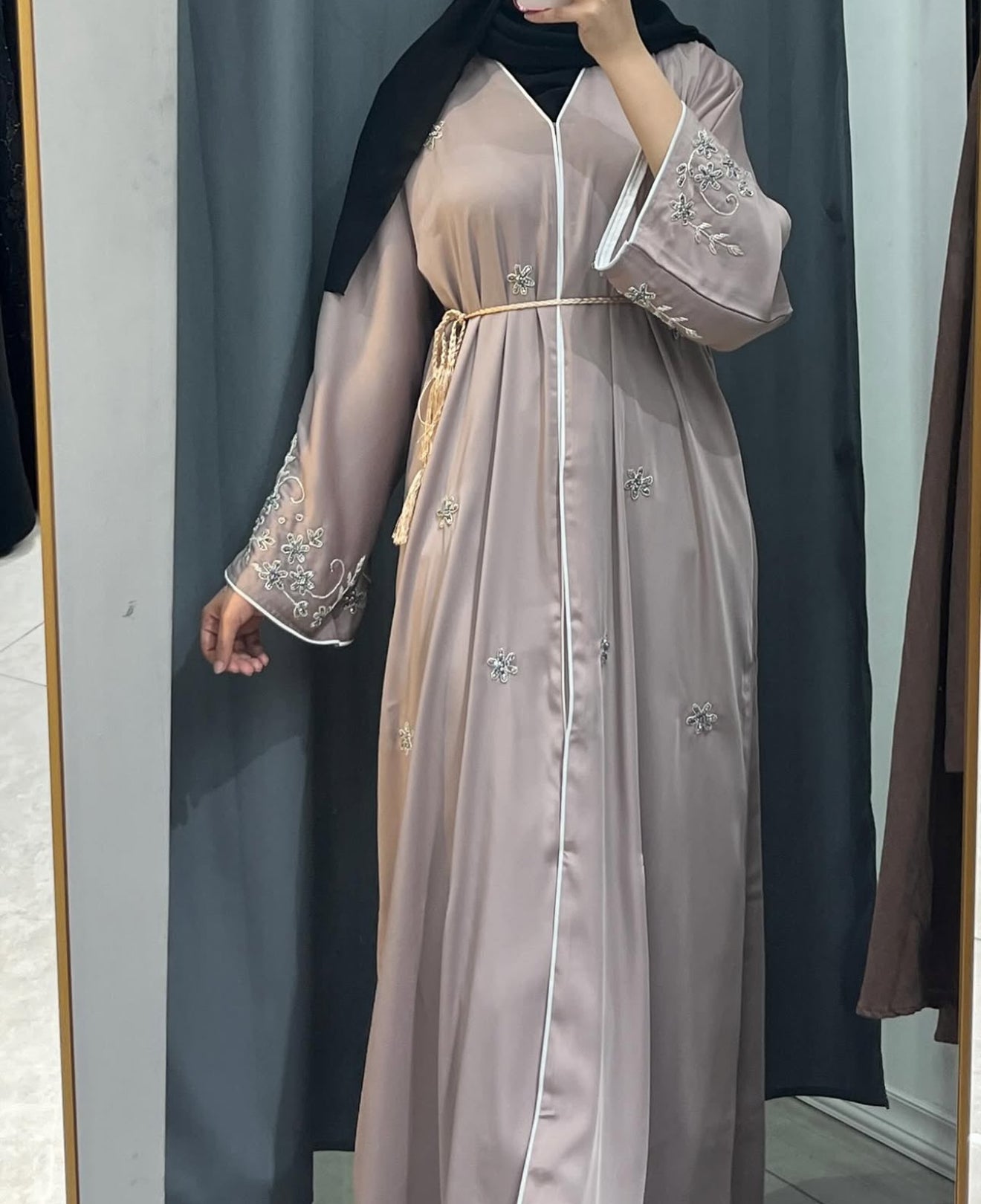 Pink Flower Abaya