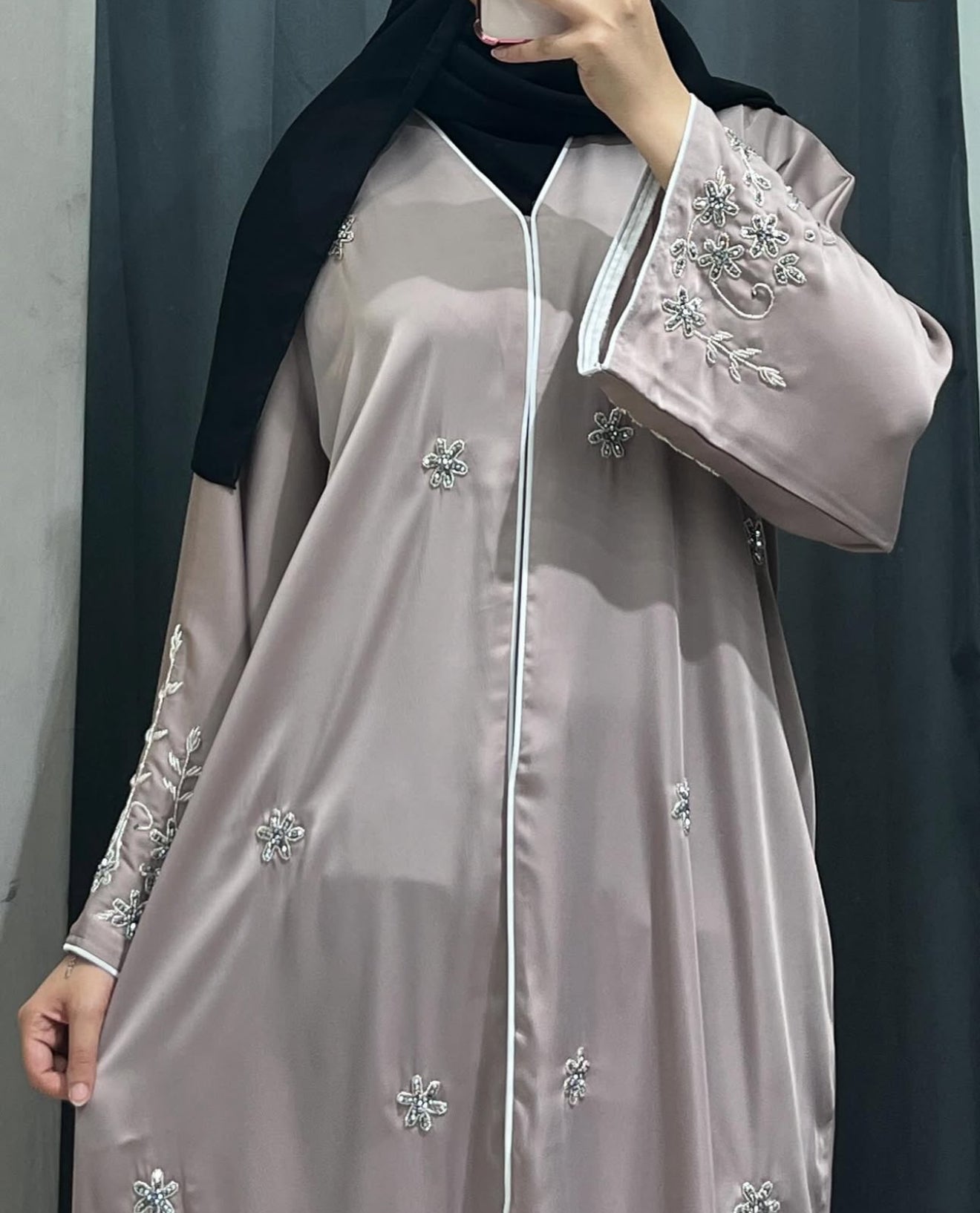 Pink Flower Abaya