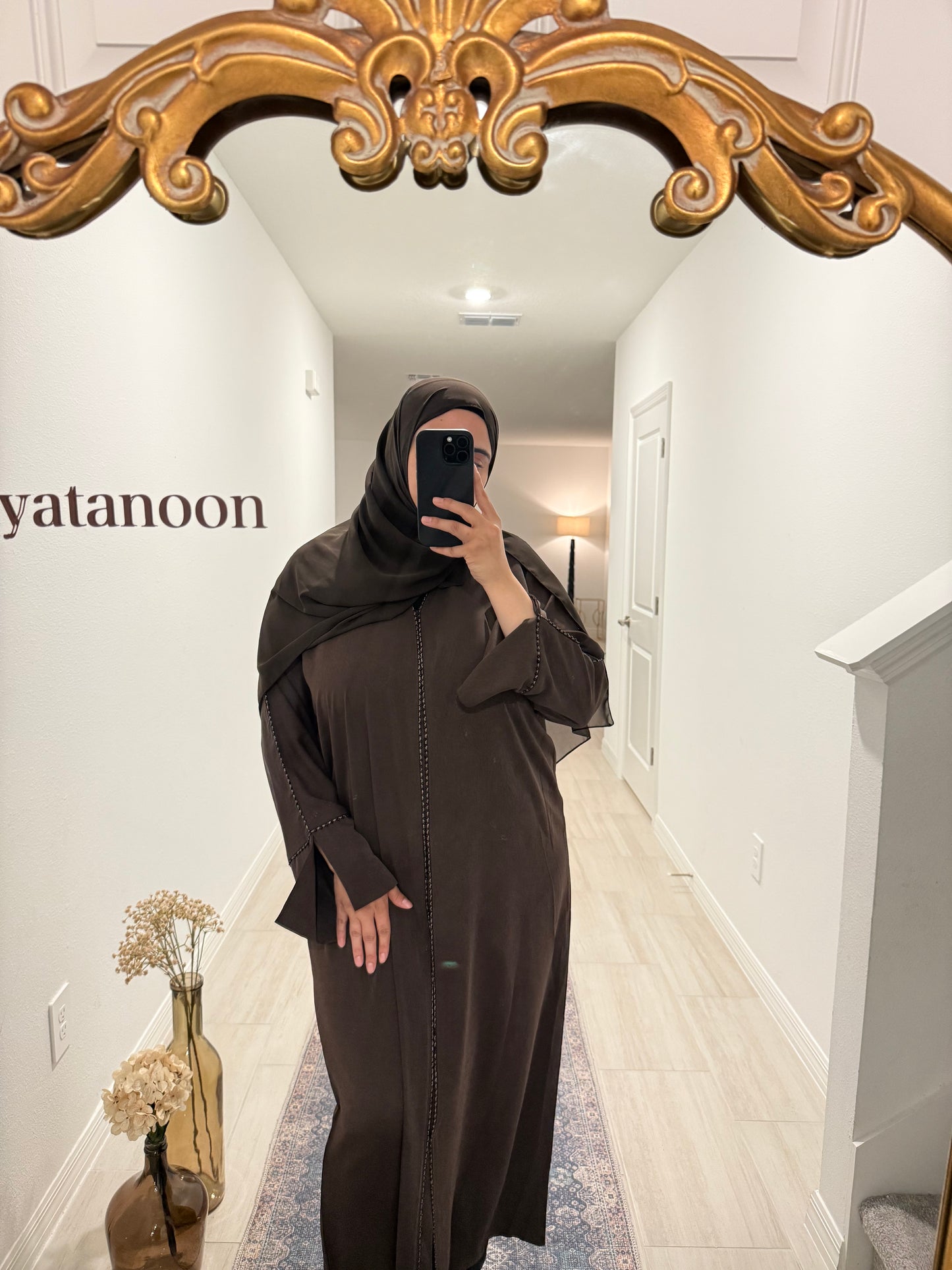 Brown Light Jeweled Abaya