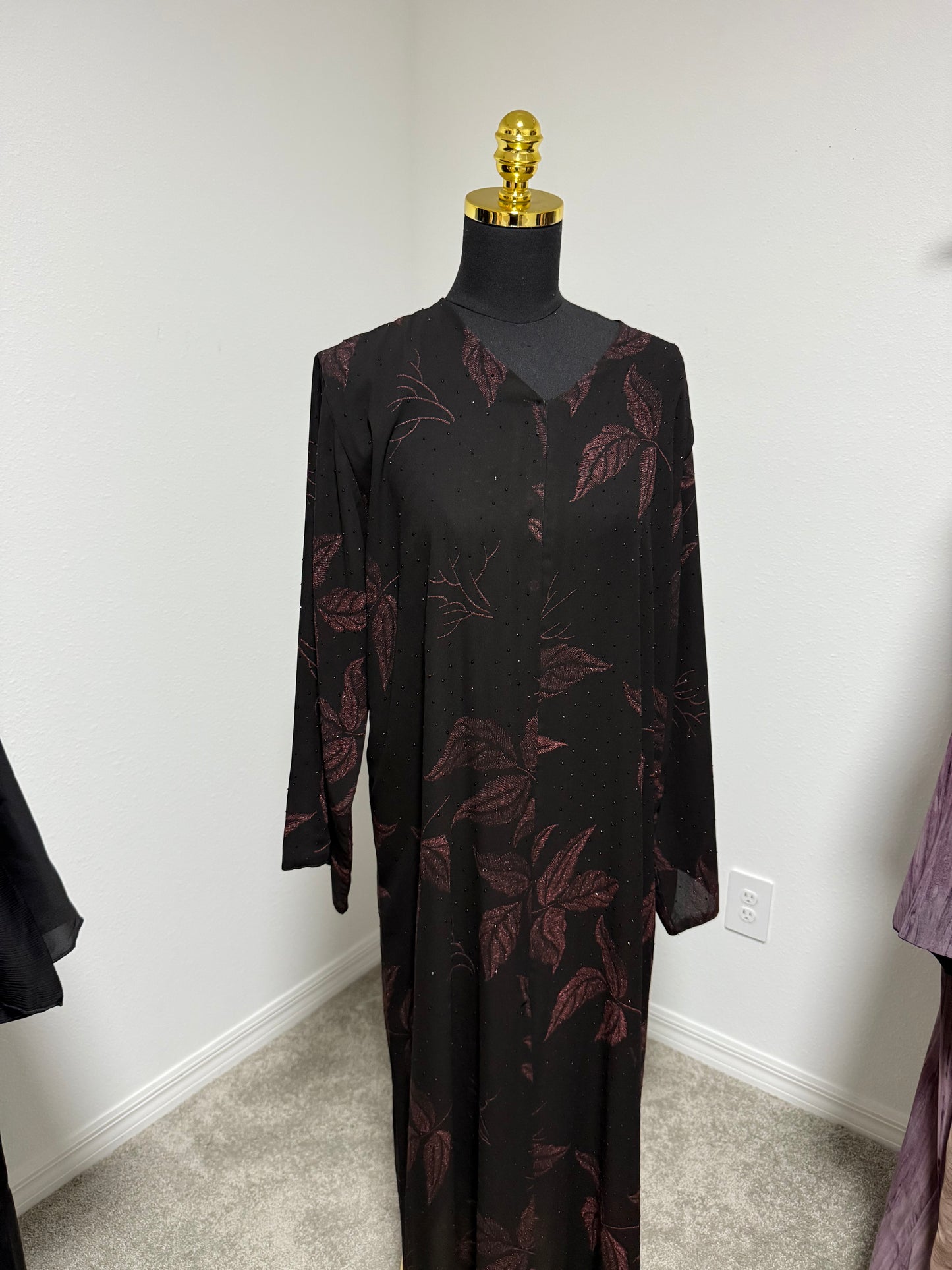 Maroon Flower Abaya