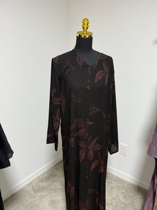 Maroon Flower Abaya