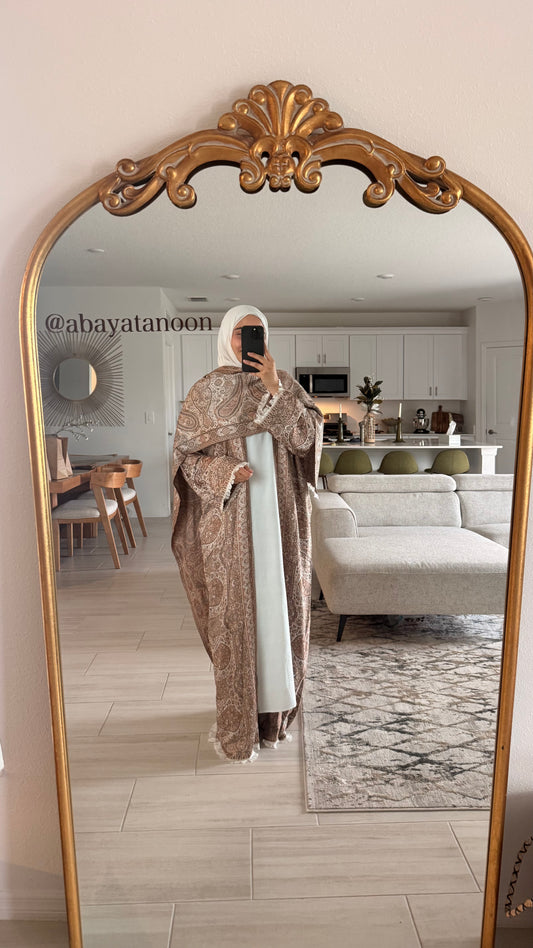 Light Brown Orange Pashmina Abaya