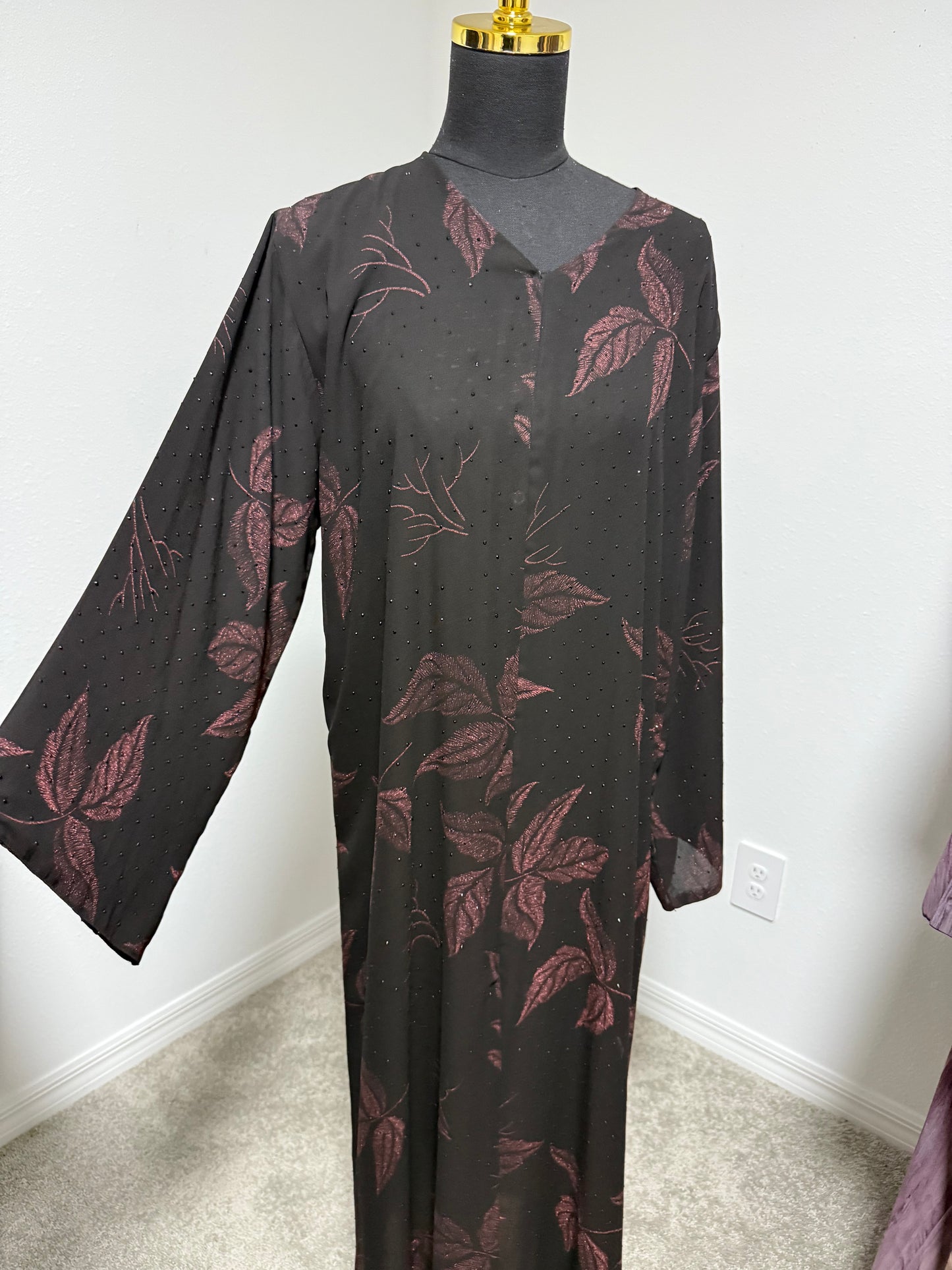 Maroon Flower Abaya