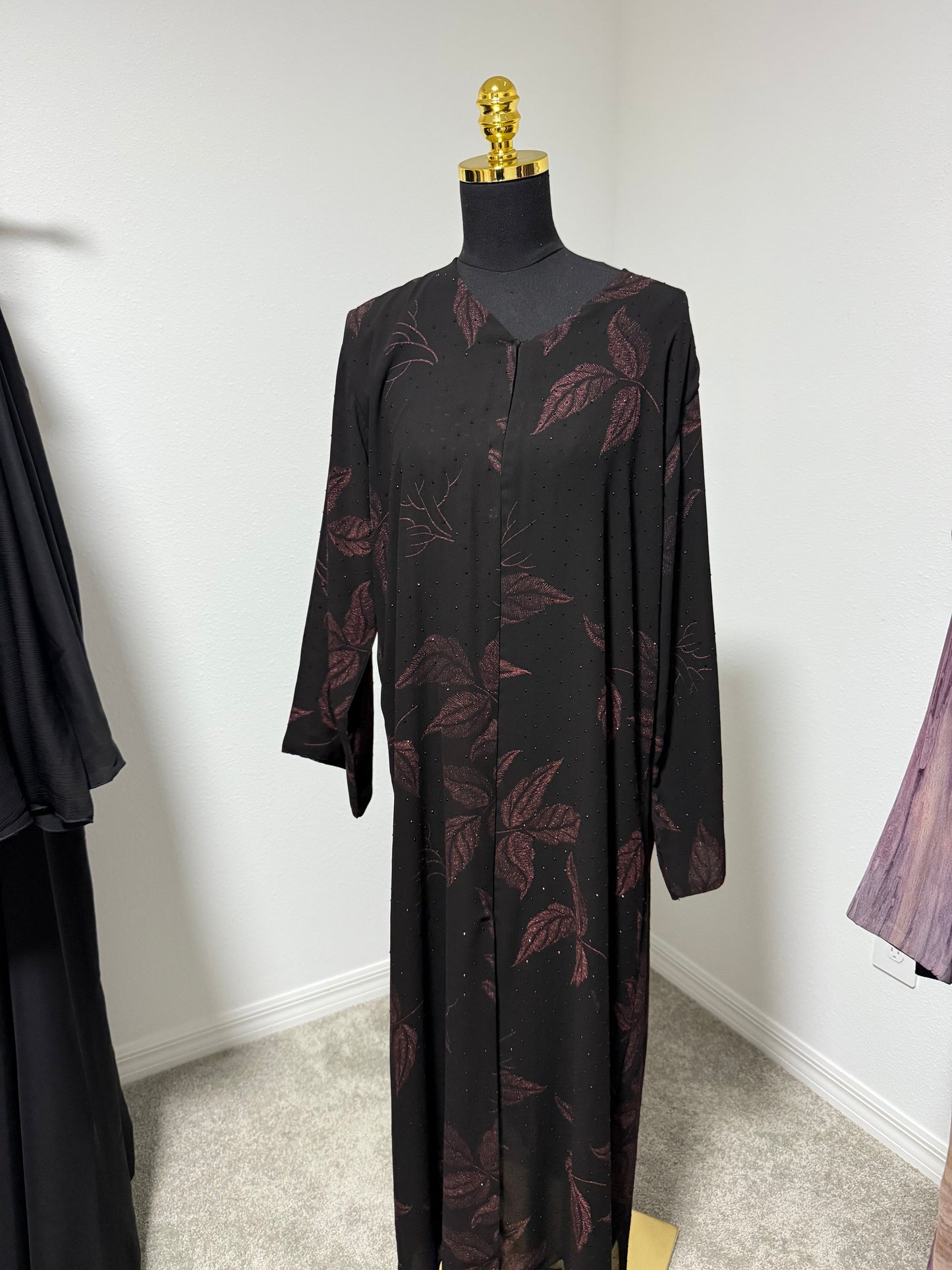 Maroon Flower Abaya