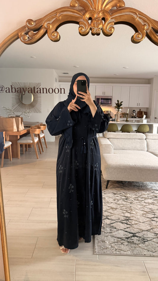 Navy Jeweled Abaya