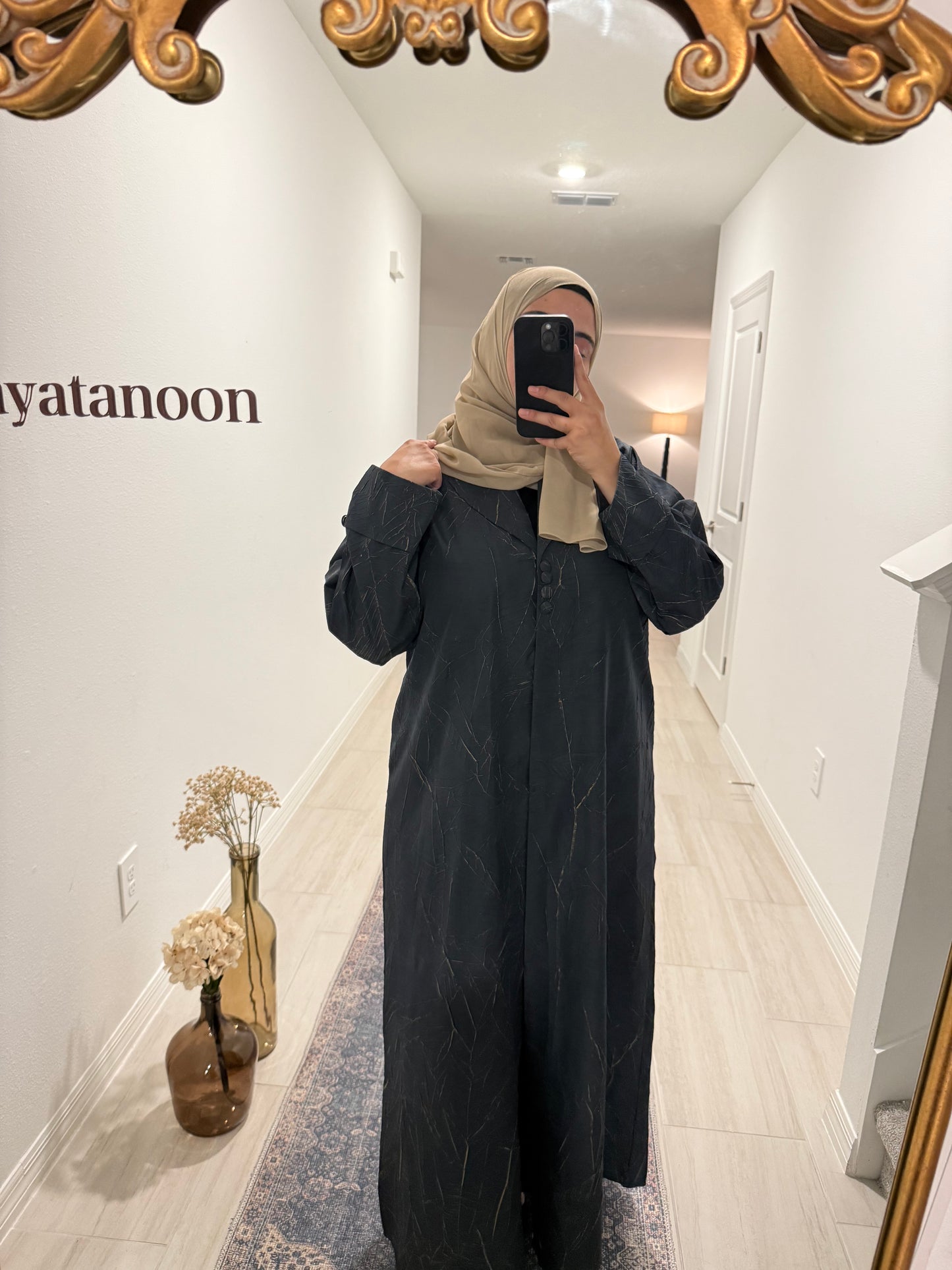 Grey and Gold Coat Abaya