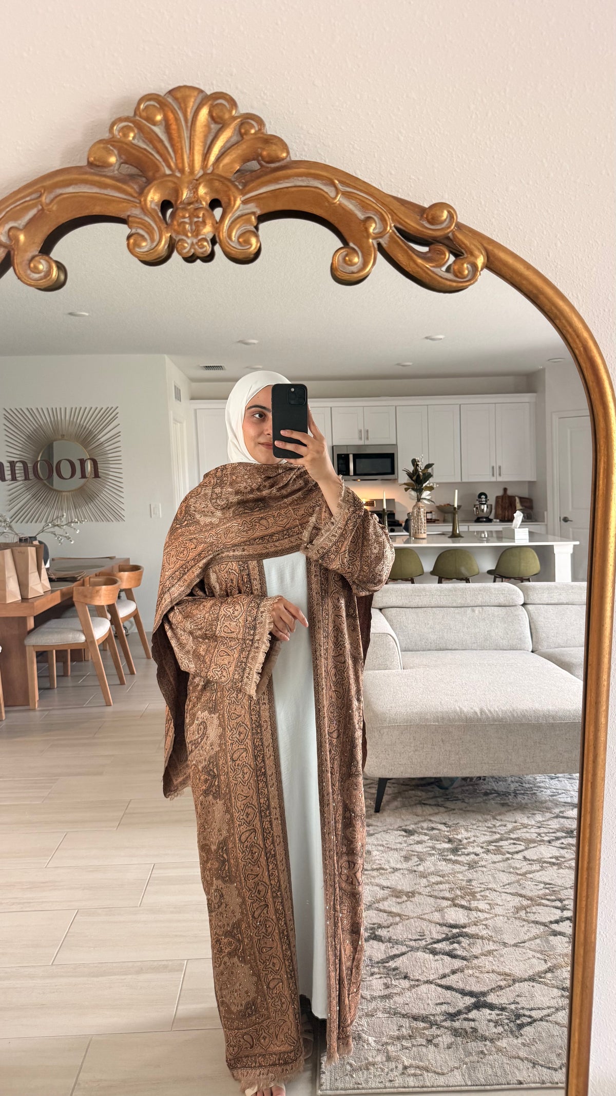 Brownish Orange Pashmina Abaya
