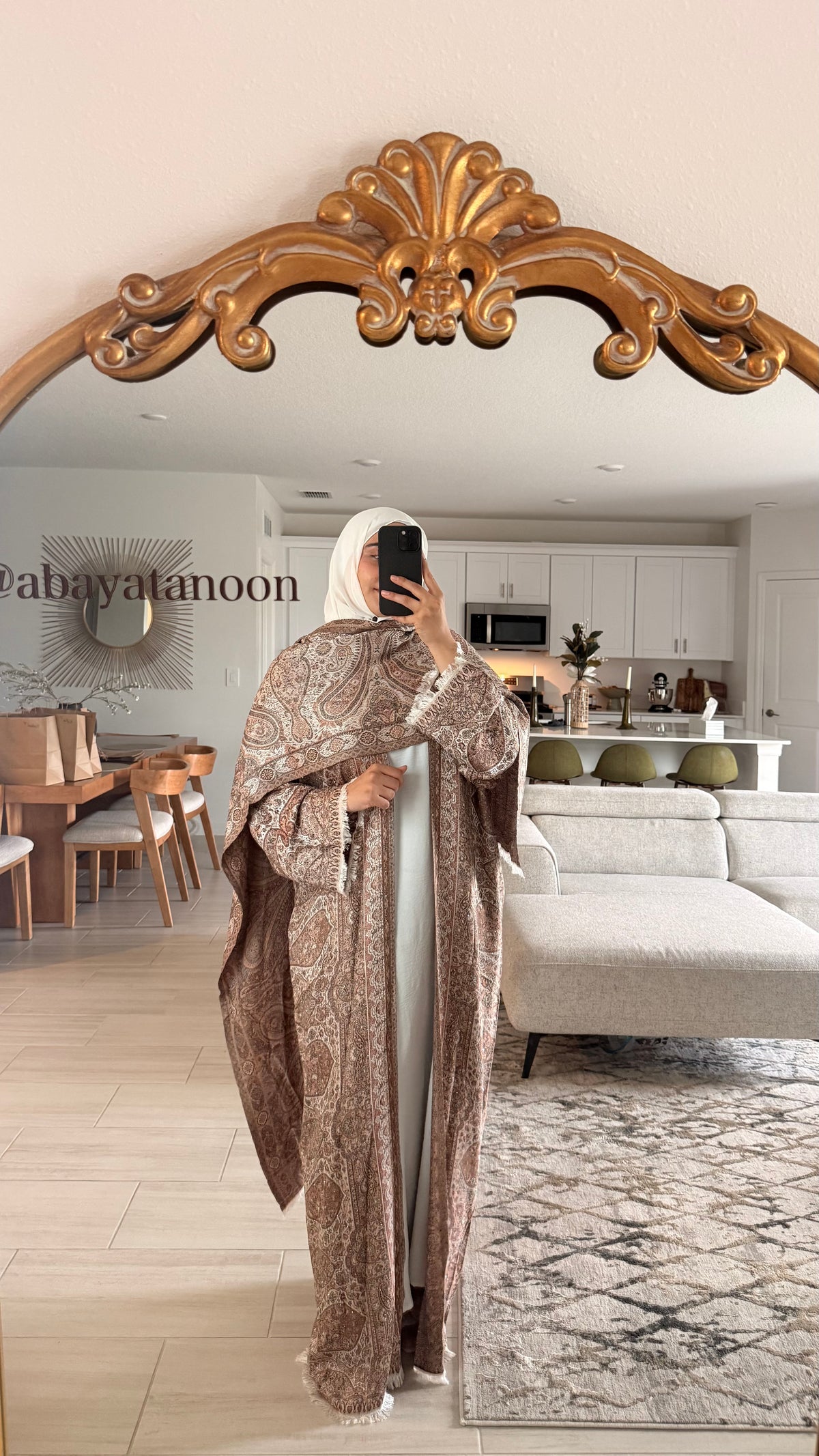 Light Brown Orange Pashmina Abaya
