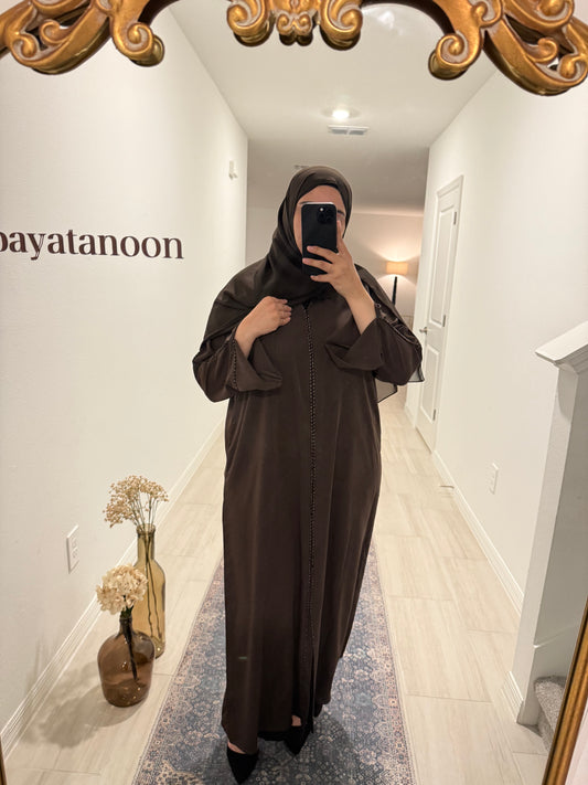 Brown Light Jeweled Abaya