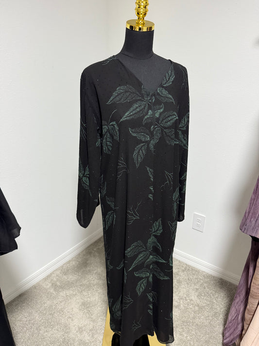 Green Flower Abaya