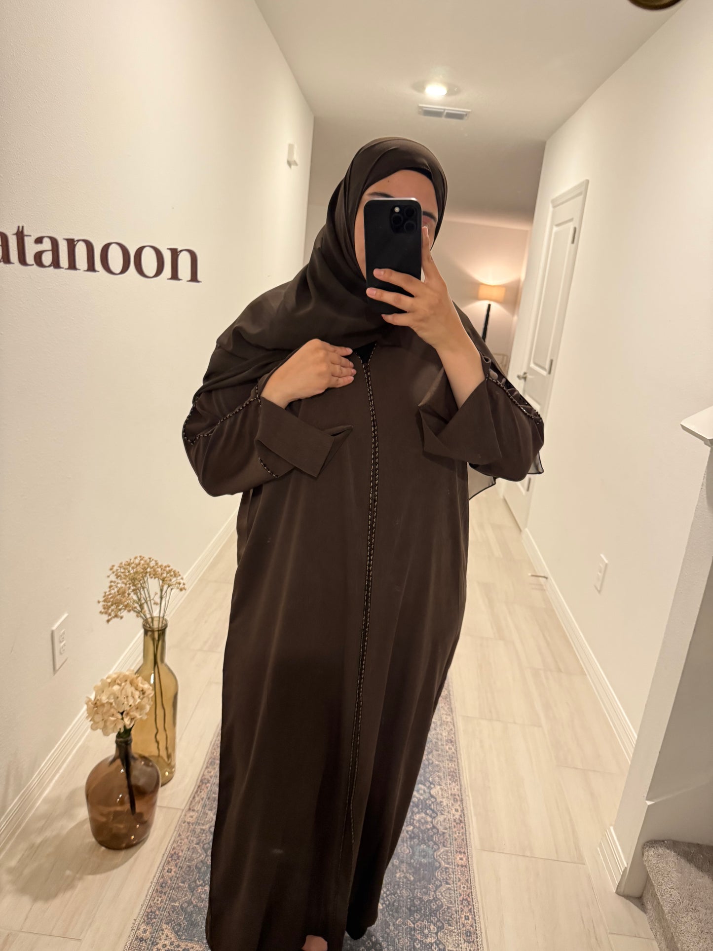 Brown Light Jeweled Abaya