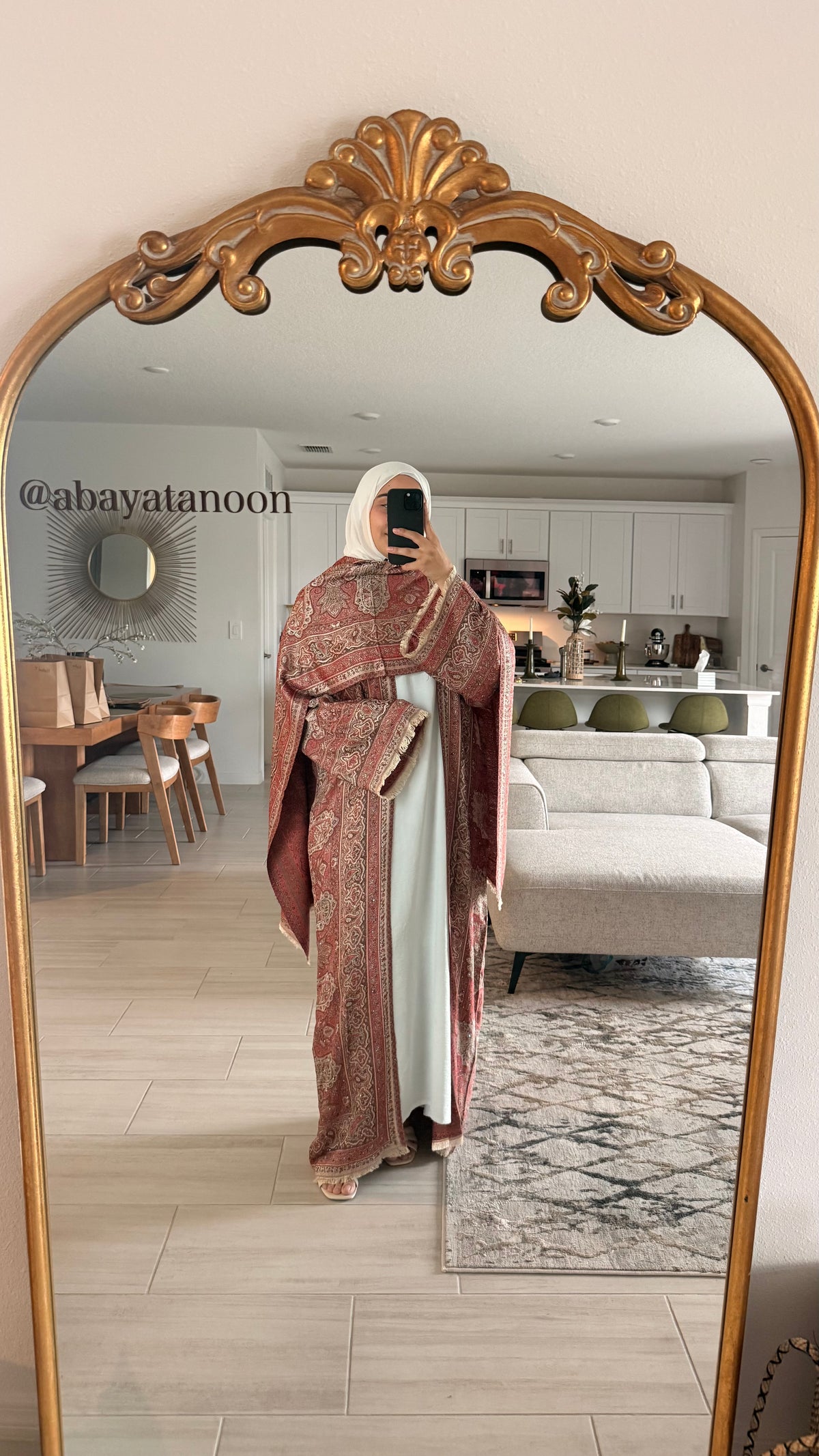 Redish Orange Pashmina Abaya