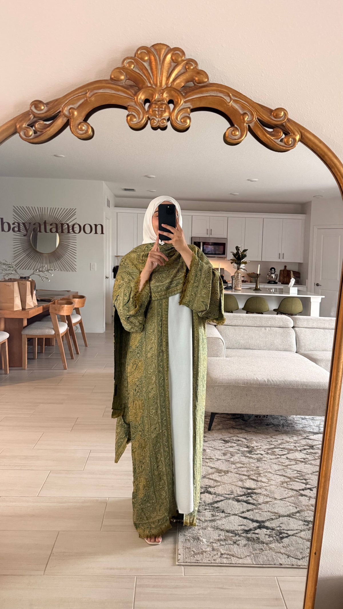 Green Pashmina Abaya