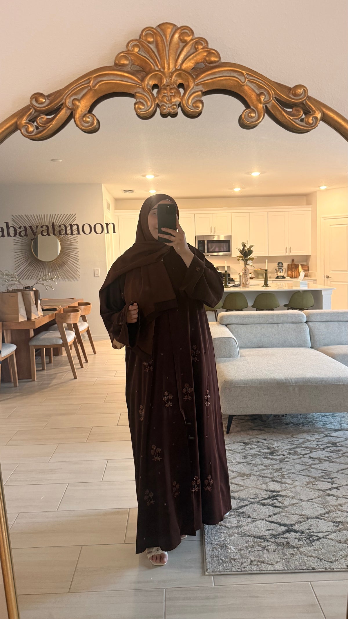 Brown Jeweled Abaya