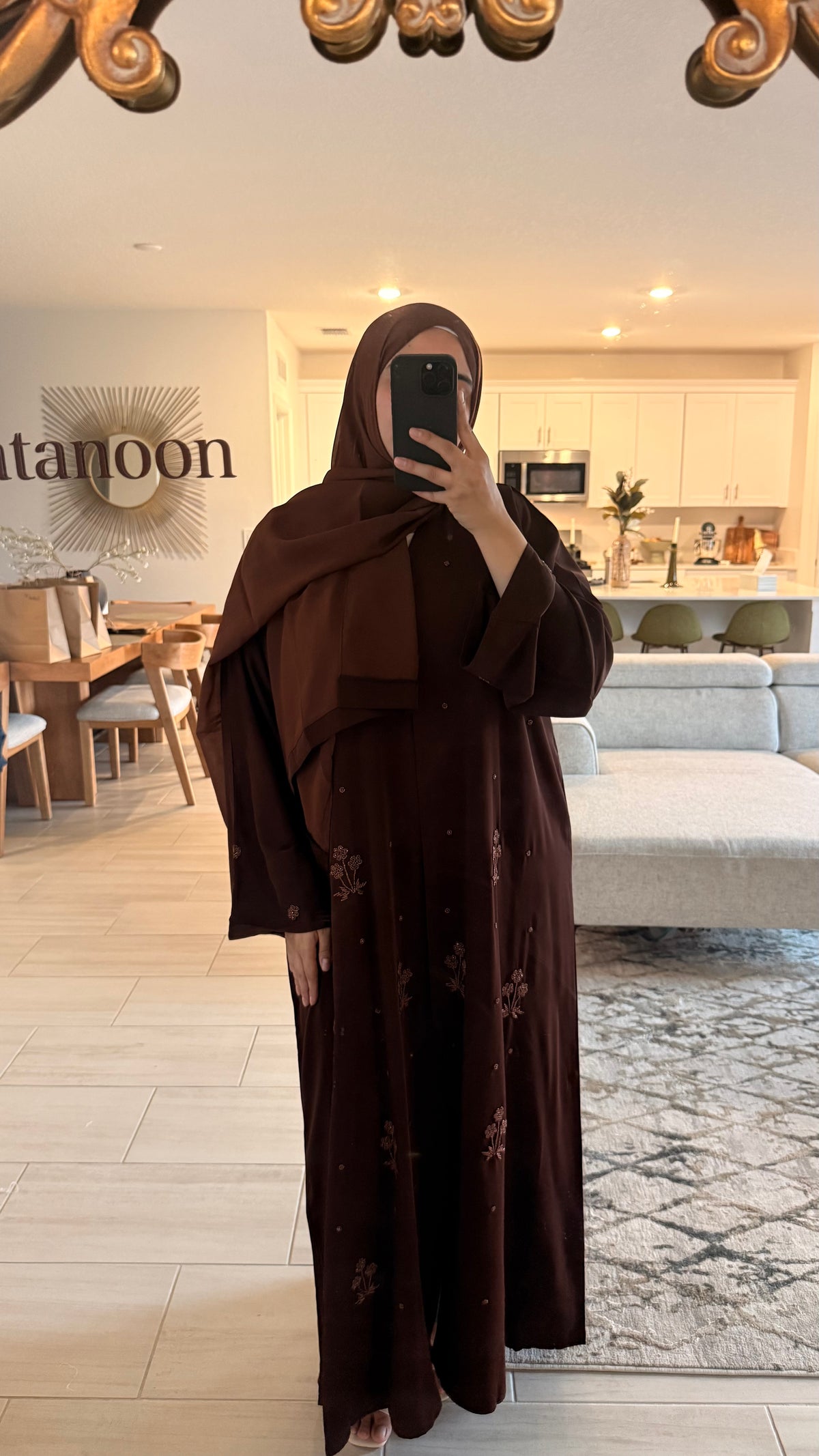 Brown Jeweled Abaya