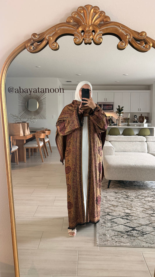 Pink Black Green Pashmina Abaya