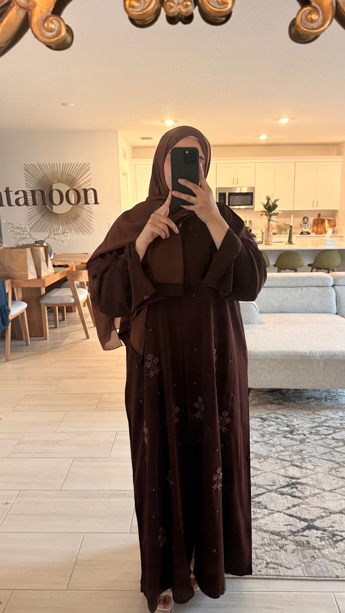 Brown Jeweled Abaya