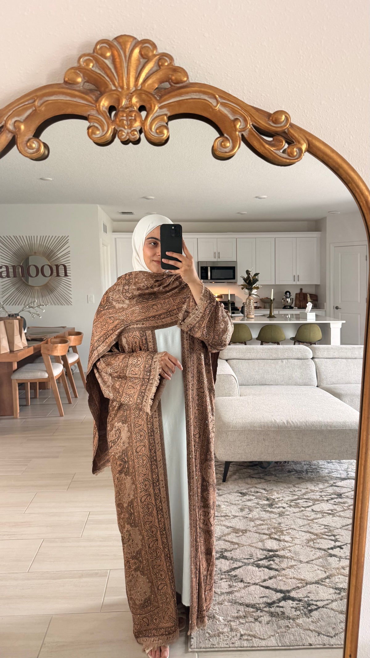 Brownish Orange Pashmina Abaya