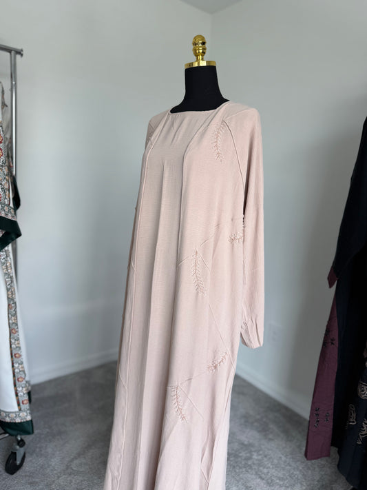 Light Pink Beige 2 Piece Abaya
