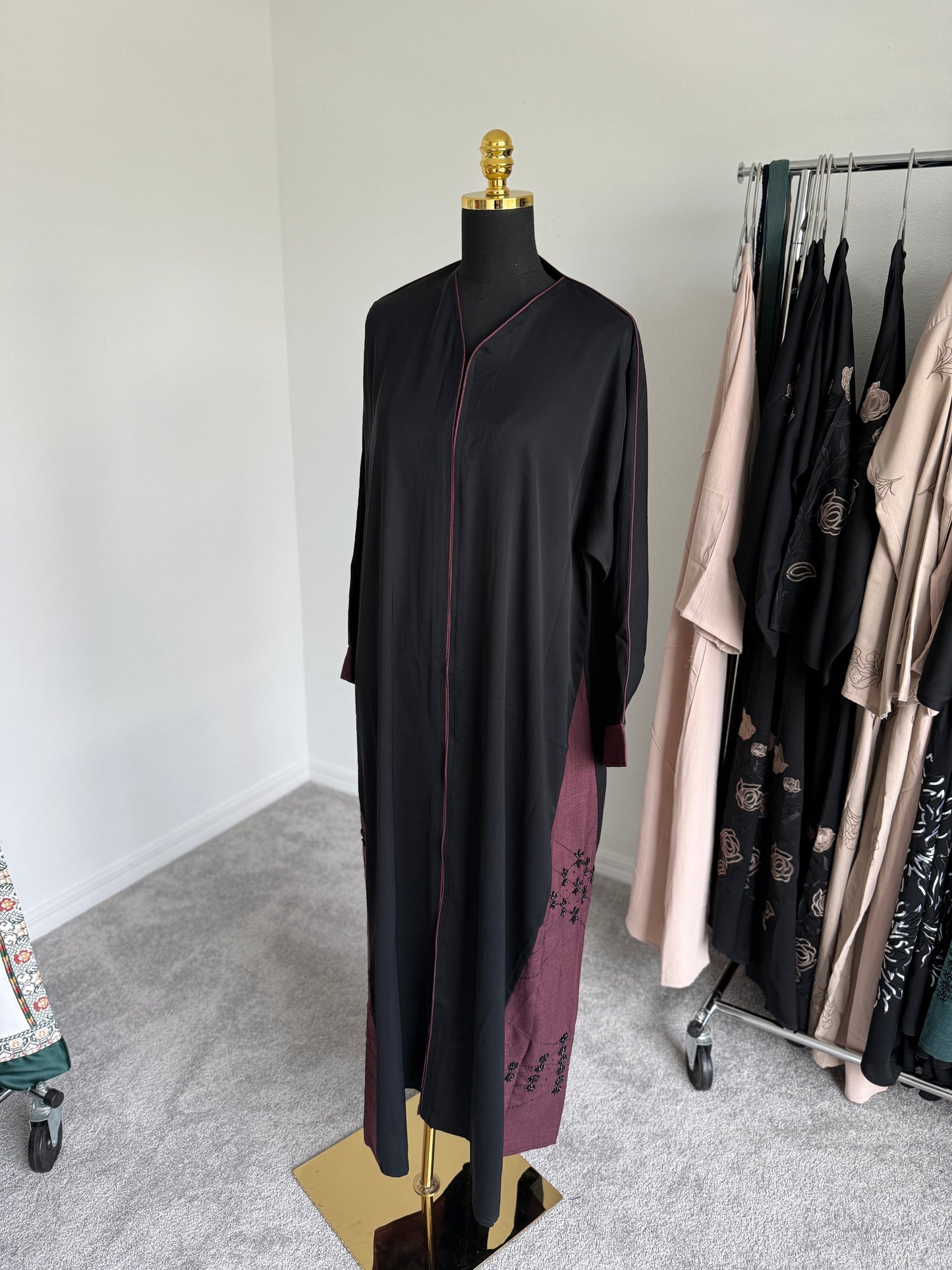Maroon Embellished Abaya