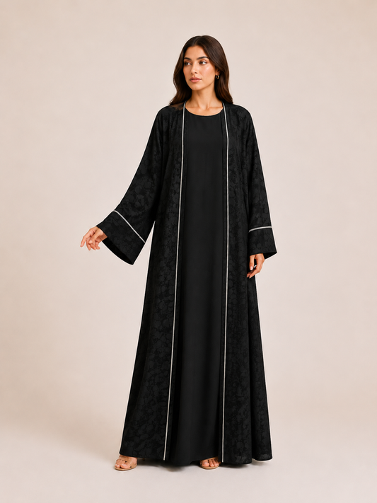 2 Piece Black Lace Abaya