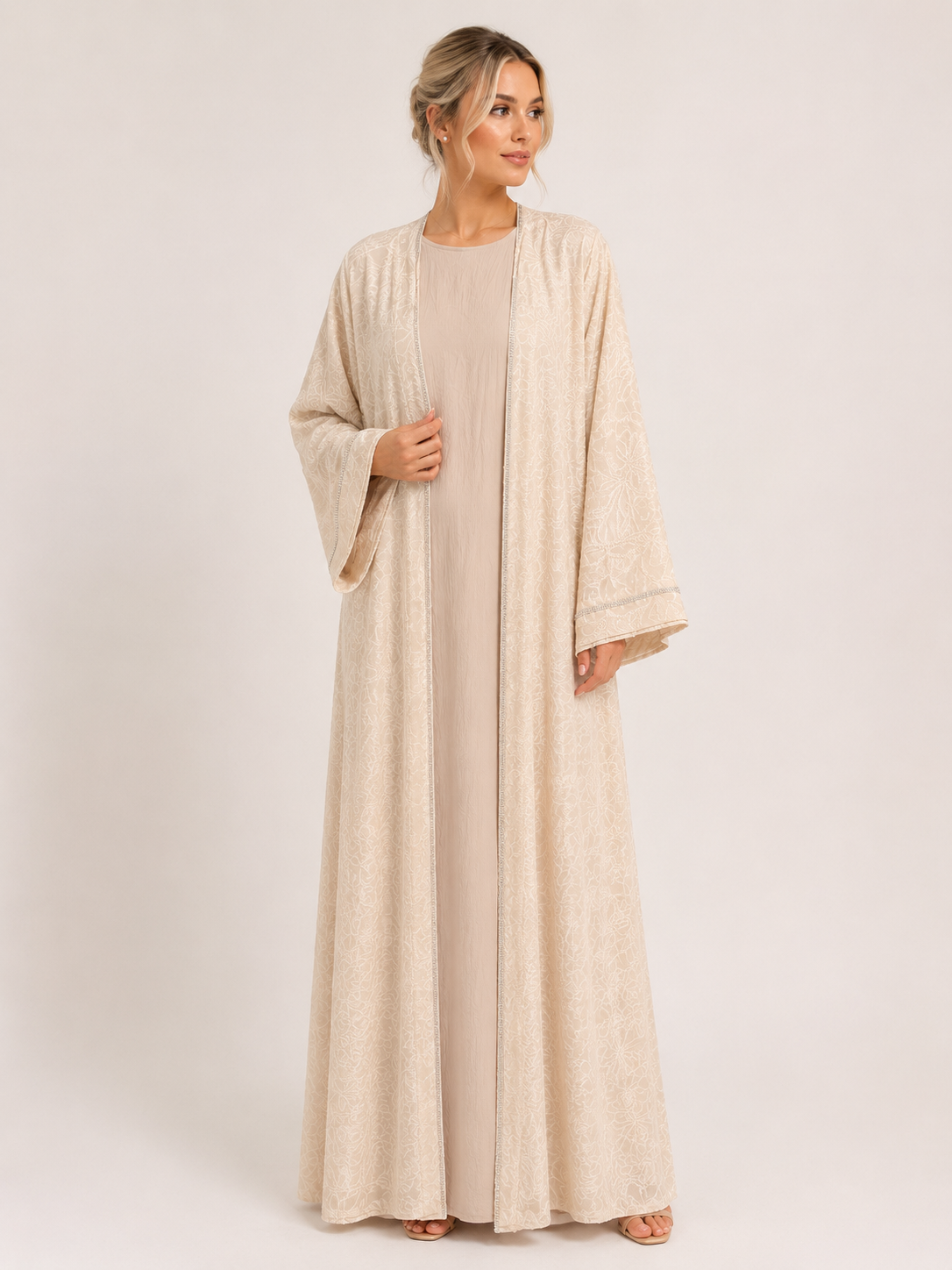 Two Piece Beige Abaya
