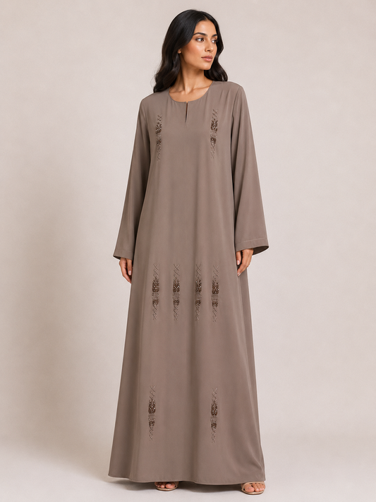 Closed Brownish Grey Abaya