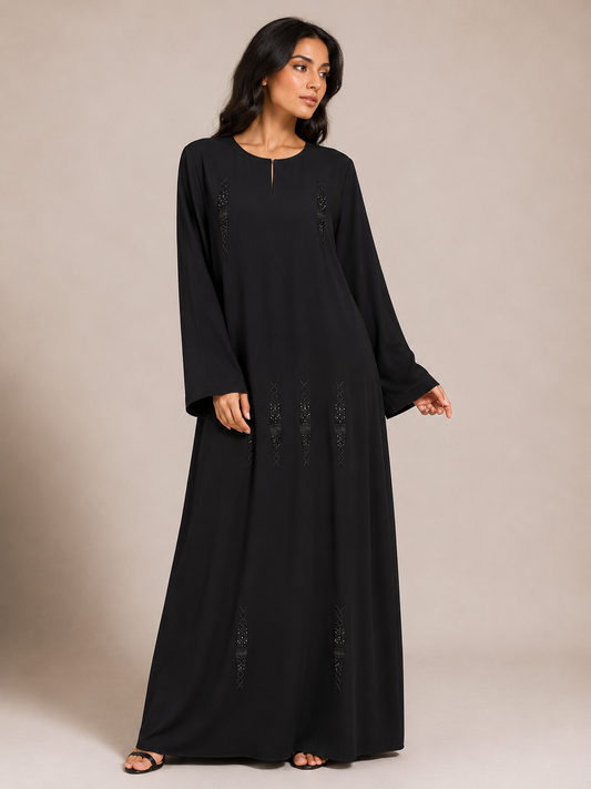 Closed Beaded Black Abaya