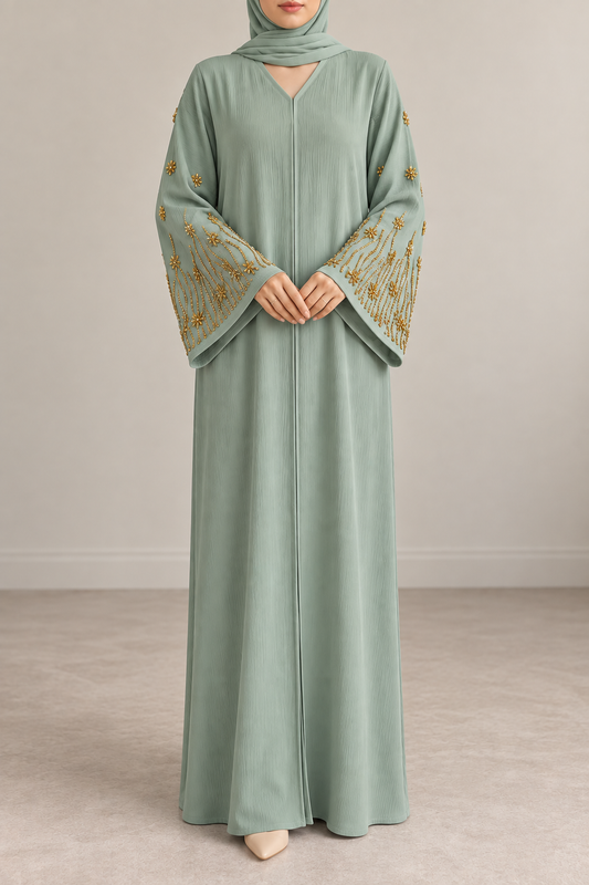 Mint Abaya with Jewels
