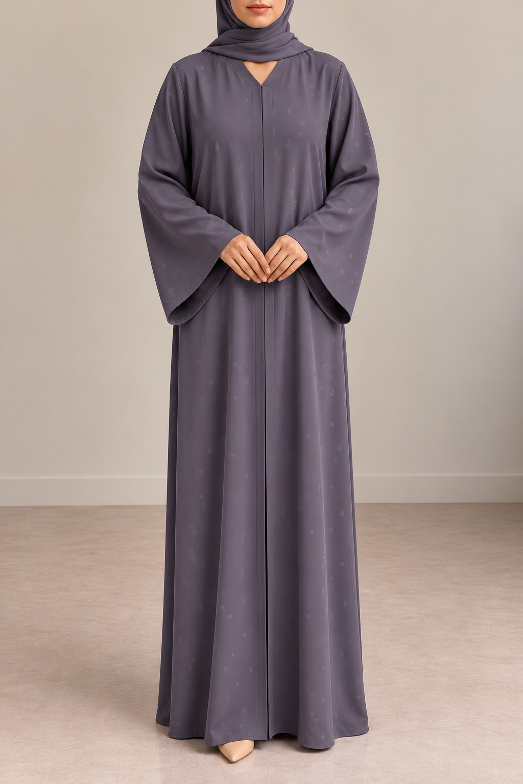 Closed Abaya Purple Gray