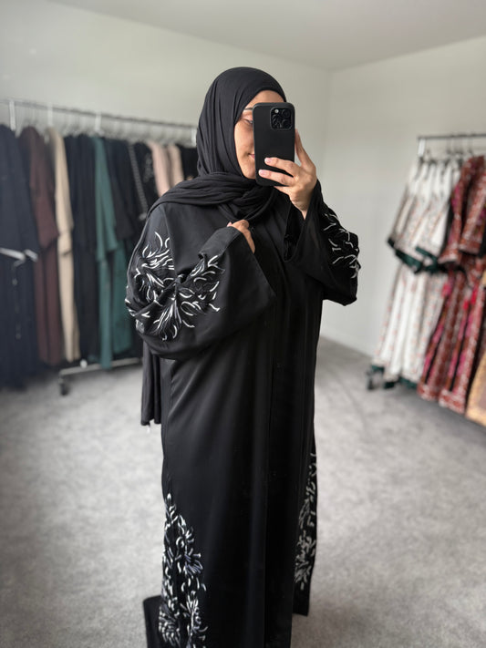 Silver Design Abaya