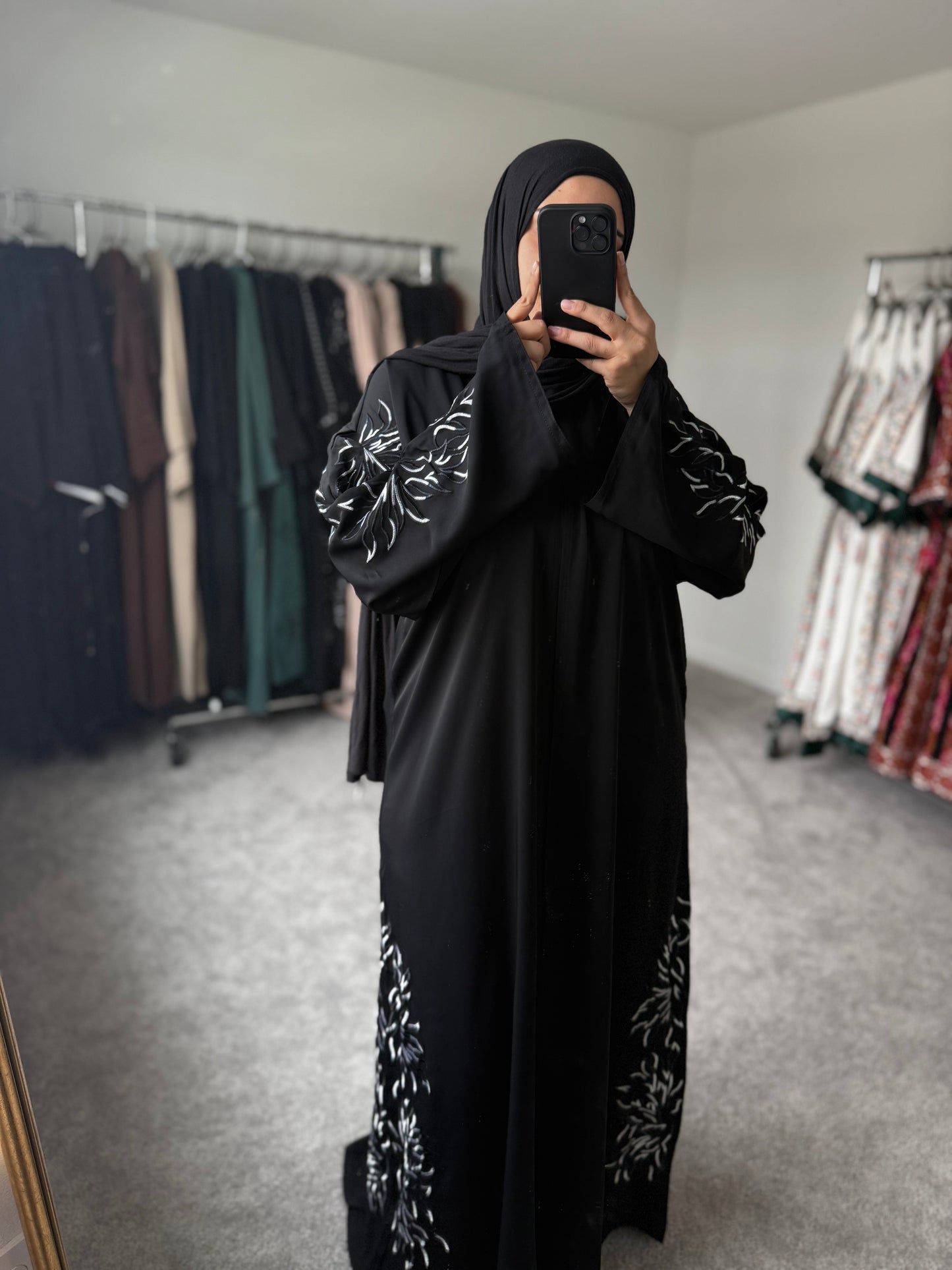 Silver Design Abaya